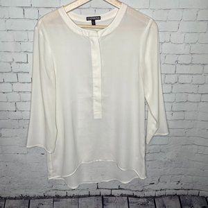 Express EUC Women's Blouse White Business Casual S Small Corporate Shirt Top